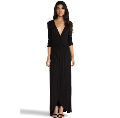 LA Made Cotton Jersey Long Sleeve Black Maxi Dress Sz Small NWT $130 $65.00