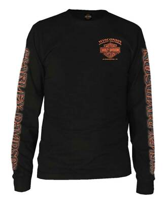 Harley Davidson Men#x27;s Eagle Piston Long Sleeve Crew Shirt Black 30299947 $38.95