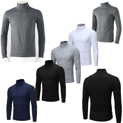 Men Warm Long Sleeve Thermal Tops Mock Neck Undershirt Base Layer Shirt Pullover $12.46