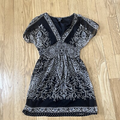 #ad Angie Womens Black amp; Gray Paisley Boho Dress Size S $7.99