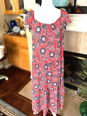 #ad Knox Rose Women#x27;s Boho Maxi Dress Size XL Red Floral A Line Tiered Lined NWT $14.95