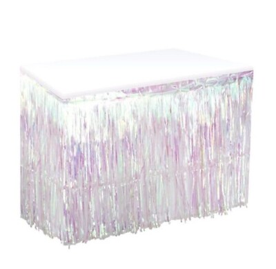 #ad Iridescent Metallic Table Skirt Wedding Baby Shower Decoration Birthday Party $16.61