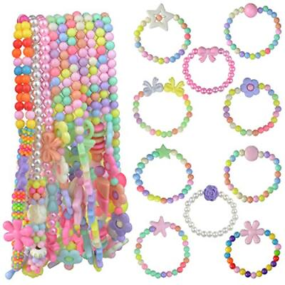 obmwang 20Pcs Princess Necklace Bracelet Set Little Girls Costume Jewelry Play $16.70