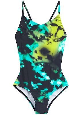#ad Kanu Surf Girls Beach Sport UPF 50 1 Piece Swimsuit Hurricane Black Green 5 $15.93