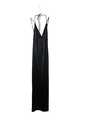 #ad Forever 21 Maxi Dress Medium Shimmering Black Sleeveless Stretchy NEW AA $19.99