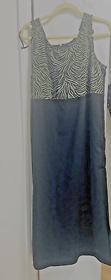 #ad Melissa Harper Long Black Maxi Dress Zebra Print Bodice Size 16 EUC $10.00