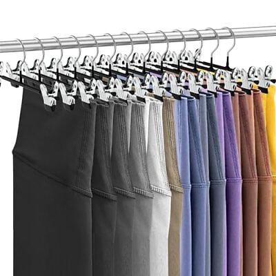 #ad 24Pack Pants Skirt Hangers with Clips Adjustable Skirt Hangers for Women Non... $29.22