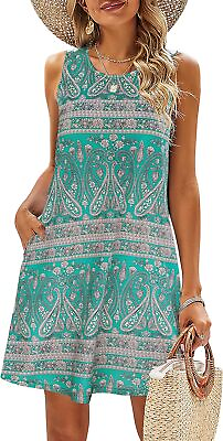 #ad SimpleFun Summer Dresses for Women Beach Floral Tshirt Sundress Casual Pockets B $65.28