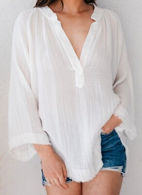 9Seed Resort White Marrakesh Lightweight Gauze Cover Up Top Size P S $120.00