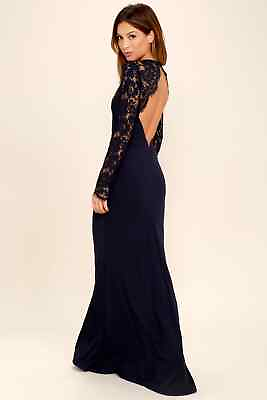 #ad Lulus Dress Women Exta Large Whenever You Call Navy Blue Lace Maxi Dress $38.88