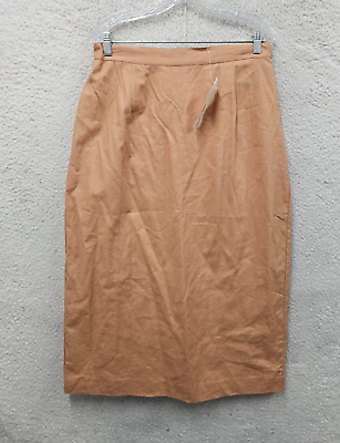 #ad Adolfo Studio Women Skirt 16W Brown Linen Straight Pencil Back Slit Knee Length $19.75