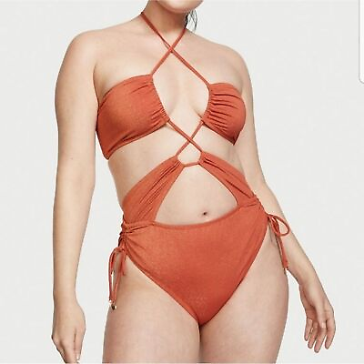 #ad VS Ginger Glaze Cutout Multiway Halter One Piece Swimsuit Size XL $28.99