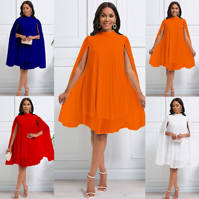 #ad Fashion Chiffon Women Solid Color Long Sleeve Maxi Dress Summer Loose Hoilday AU $51.55