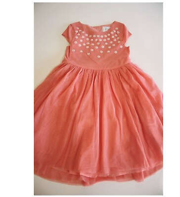 #ad Gymboree Girl#x27;s Party Dress Youth Size 12 Orange Tulle Overlay $39.99
