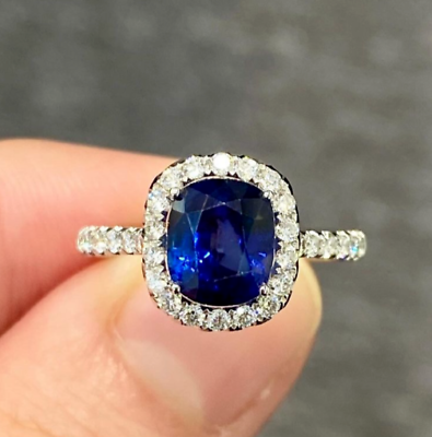 #ad Natural Tanzanite and Diamond Classic Ring 14k White Gold All Sizes $494.44