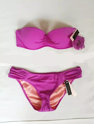 #ad Victorias Secret 2pc Swim Set 32C Push up BANDEAU Small KNOCKOUT HIPSTER Bikini $44.95