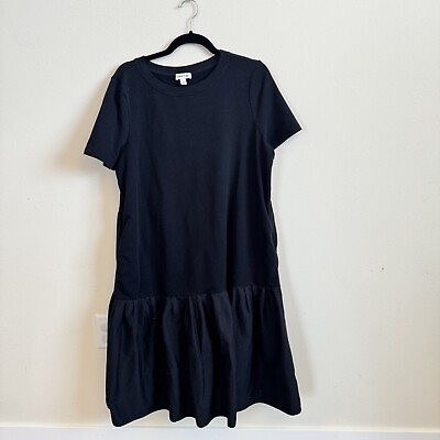 #ad Nordstrom Black Drop Hem Dress Size Large $36.00