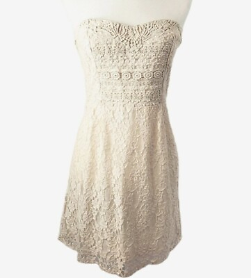 #ad Free People Strapless Ivory lace Boho Dress Size 6 $45.00