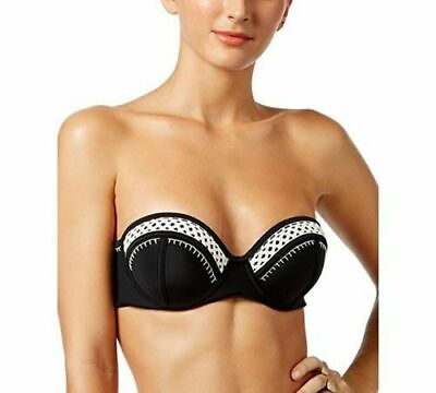 #ad California Waves Push Up Underwire Bustier Bikini Top Black Small Size $6.25