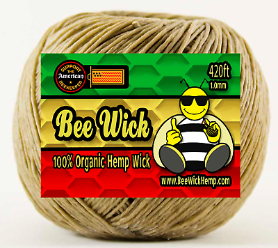 #ad 100% Organic Hemp Wick by Bee Wick Hemp 420 FT Spool 1.0mm $24.99