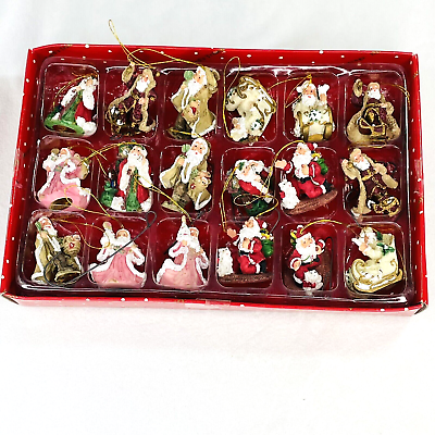 Vintage 1998 Dillards Trimmings Mini Ornaments Set 18 Christmas Santa $29.88