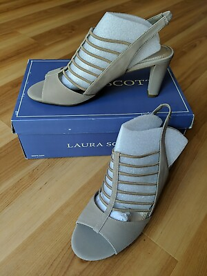 Laura Scott Liberty 48522 Women#x27;s Heels Size 9 Taupe Straps Sears shoes $29.99