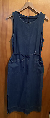 #ad Lightweight Jean Demin Sleeveless Maxi Dress with Belt by Expressions size M $27.00