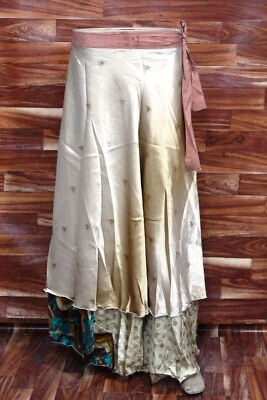 #ad Indian Vintage Silk Sari Skirt Long Reversible Skirt Women Magic Wrap Skirt 1006 $28.00