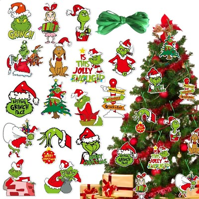 32X Merry Christmas Grinch Ornaments Xmas Tree Hanging Decoration Figure Pendant $9.98