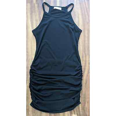 #ad Black High Neck Halter Bodycon Rouched Cocktail Dress $17.85