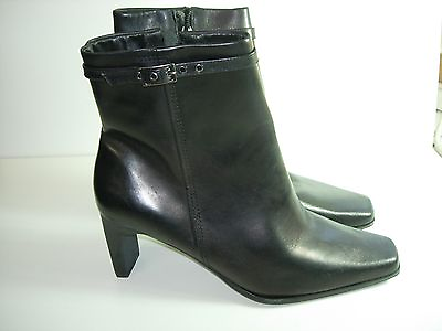 #ad WOMENS NEW BLACK LEATHER CALF HIGH BOOTS HEELS CAREER COMFORT SHOES SIZE 8.5 M $23.99
