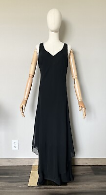 #ad SIMPLY SILK Sz XL Women’s Black Maxi Dress Layered Flowy Art to Wear Elegant $45.99
