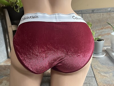 #ad Calvin Klein Bikini Panties Red Soft Velour Sissy Knickers Women#x27;s Large NWT $13.00