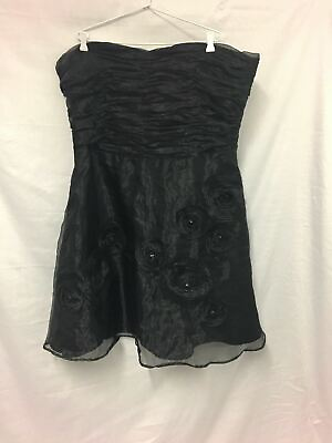 #ad City Chic Cocktail Dress Plus size XL 22 Black Strapless Rouched Organza Short AU $19.99