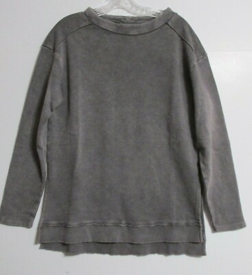 Women#x27;s Pilcro by Anthropologie Distressed Tunic Style Sweatshirt Dark Gray $24.95