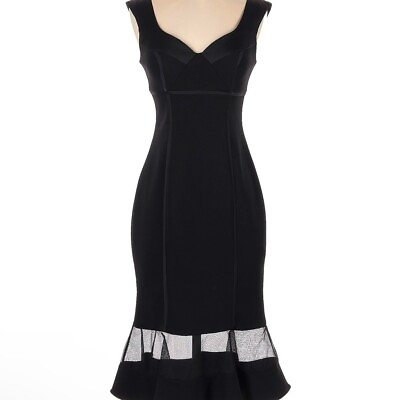 #ad NWOT AIDAN MATTOX Cocktail Dress Size 8 Black V neck $71.25
