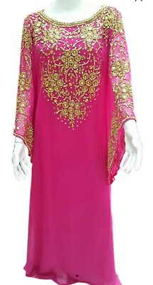 #ad SALE New Moroccan Dubai Kaftans Farasha Abaya Dress Very Fancy Long Gown MS 253 $58.79