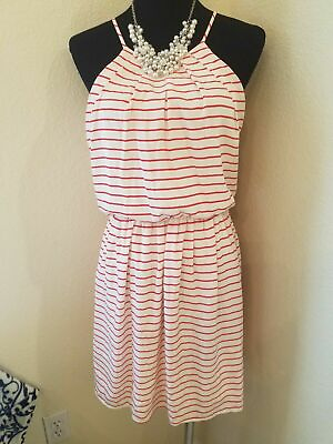 #ad Pink Owl Red Striped Summer Dress Small S $19.99