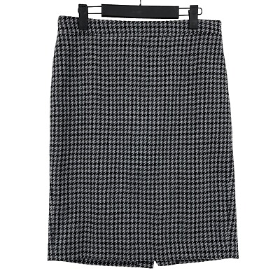 #ad J.CREW Short Skirt Business Womens Size 4 Gray Black Houndstooth Back Zip Vented $22.49