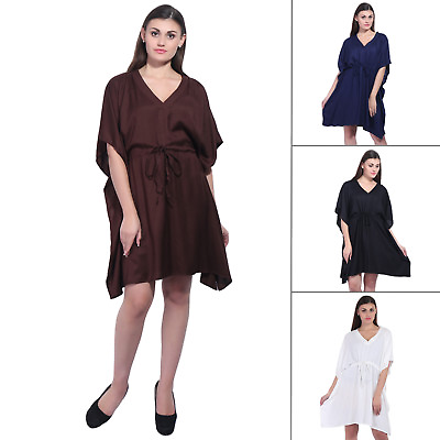 Rayon Short Kaftan Women#x27;s Free Size Night Wear Top Dress Maxi For Gift $18.04