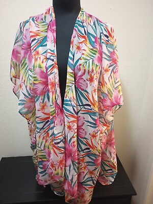 Ladies Open Beach Cover With Tropical Print $7.50
