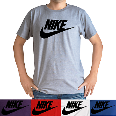 Nike Men#x27;s Short Sleeve Logo Swoosh Printed T Shirt Red White Blue Purple Gray $24.25