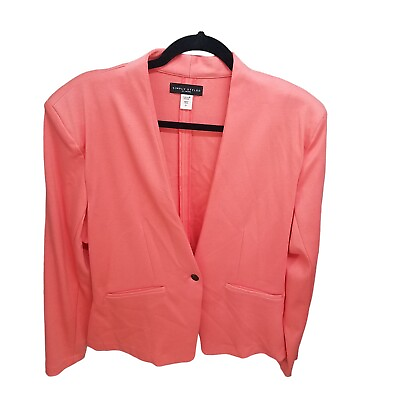 #ad Simply Styled by Sears Womens Sz XL Orange Solid Long Sleeve Blazer Jacket $11.99