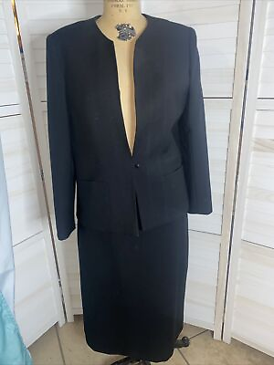 #ad Vintage DANA POINT Black Skirt Suit Blazer Womens Lined Made in USA Medium $30.00