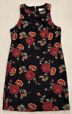 #ad #ad Nicole Miller Women’s Sleeveless Dress Black With Floral Print Cocktail Size 8 $19.99