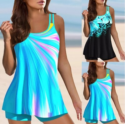 #ad Women Tankini With Shorts Swimsuits Two Piece with Short Bathing Suits Beachwear $14.90