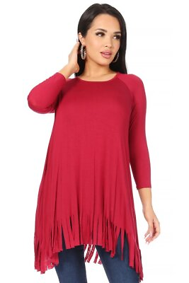 Women#x27;s Fringe Loose Fitting Casual Tunic Top Made in USA S M L 1X 2X 3X New $14.99