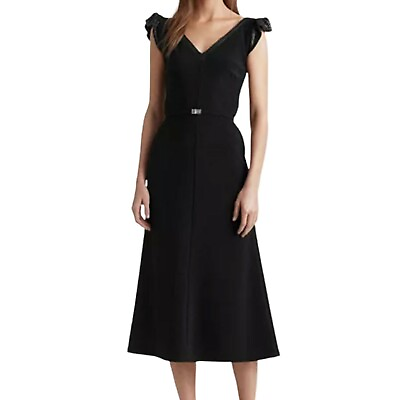 RALPH LAUREN Sequined Flutter Sleeve Black Cocktail Dress Size 10 Worn Once $52.15