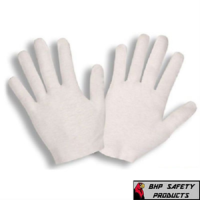 24 PAIR WHITE INSPECTION COTTON LISLE GLOVES COIN JEWELRY LIGHTWEIGHT $11.25