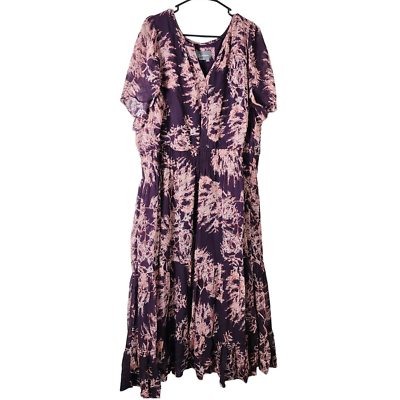 #ad Anthropologie Somerset Maxi Dress Plus Size 3X Chiffon Purple Pink Floral $99.00